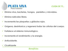 Cargar imagen en el visor de la galería, PLATA COLOIDAL PLATA VIVA 1000ML - 16ppm - Alta estabilidad y pureza - ANTIBACTERIAL, GERMICIDA, MICROBICIDA
